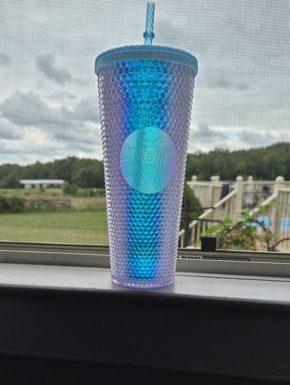 Starbucks Iridescent Blue and Purple Studded Tumbler with Straw